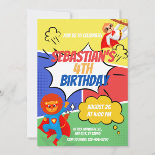 Invitation Superhero Theme Anniversaire de enfant Party