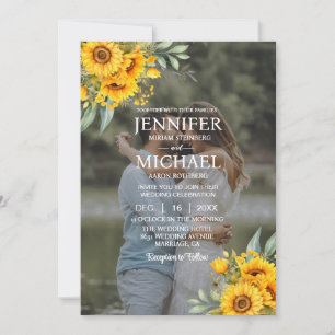 Invitation Superposer photo QR Sunflowers Mariage