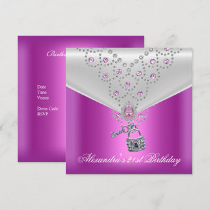 Invitation Superposition de fête d'anniversaire 21 ans Rose B