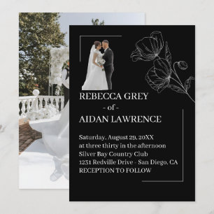 Invitation Superposition de photo de mariage noir blanc class