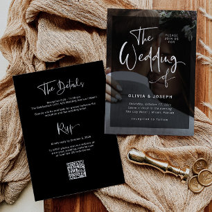 Invitation Superposition photo moderne   Tout en un Mariage