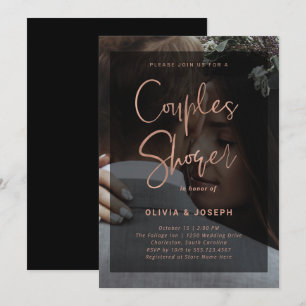 Invitation Superposition rose en or et noir Douche Couples