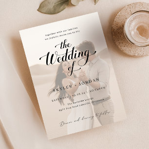 Invitation Superposition simple en noir et blanc 2 Mariage ph