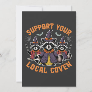 Invitation Support de votre Coven Éffrayant Raccoon Halloween