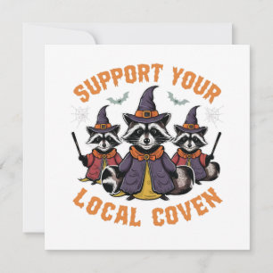 Invitation Support de votre Coven Éffrayant Raccoon Halloween