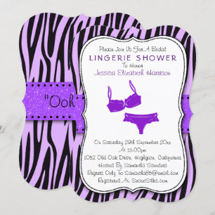 Invitation Support d'impression Zèbre Noir & Violet Douche Li
