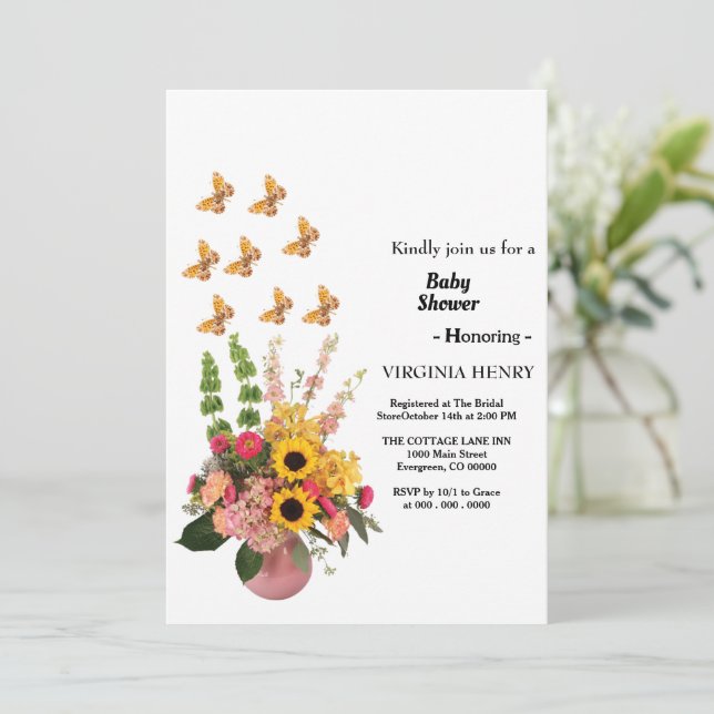 Invitation sur Baby shower personnalisé Modèle imp (Debout devant)