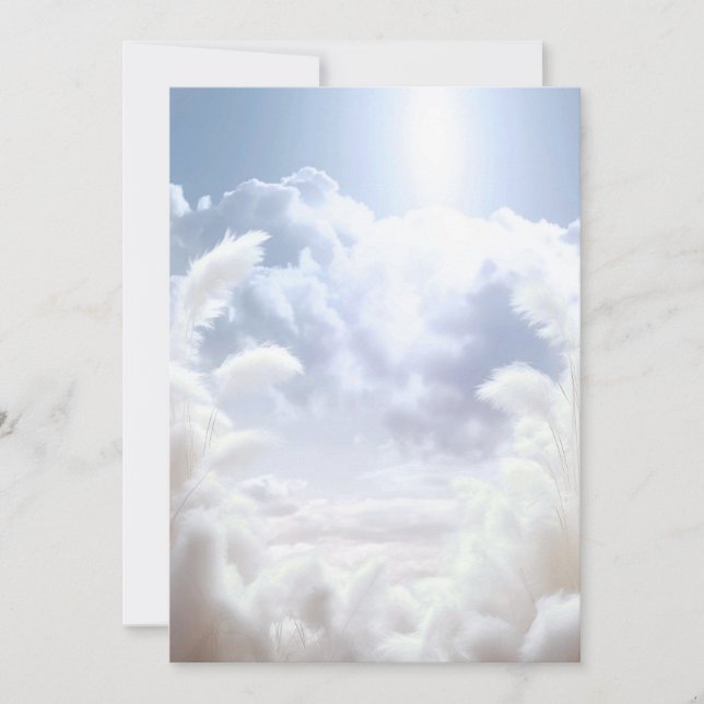 Invitation Sur Cloud Neuf 9 Pampas Fête des mariées BLANC (Devant)