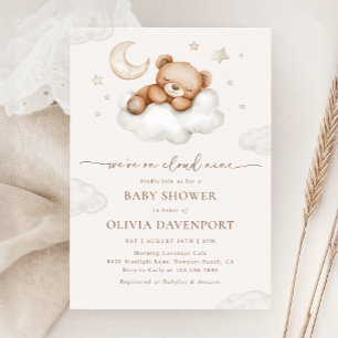 Invitation Sur Cloud Neuf Baby shower d'ours neutres en peluc