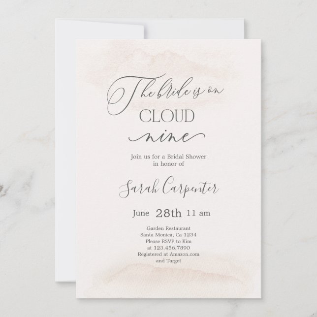 Invitation Sur Cloud Neuf Fête des mariées (Devant)
