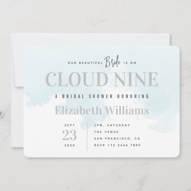 Invitation Sur Cloud Neuf Fête des mariées minimaliste modern (Devant)