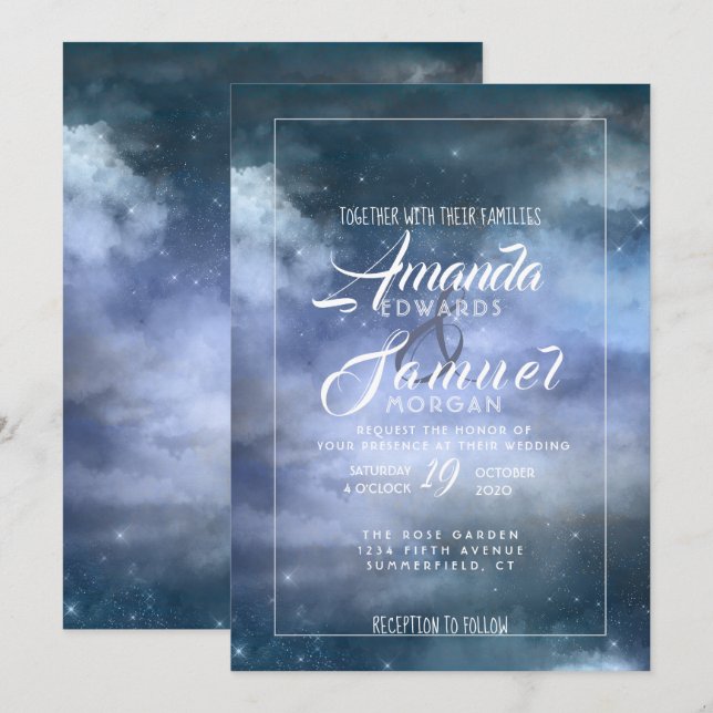 Invitation Sur Cloud Neuf Mariage (Devant / Derrière)