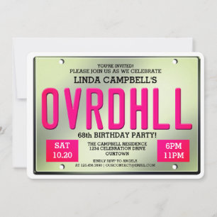 Invitation Sur la colline Plaque de permis Anniversaire Invit