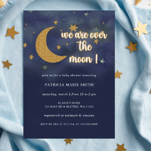 Invitation Sur la lune Baby shower neutre pour les femmes