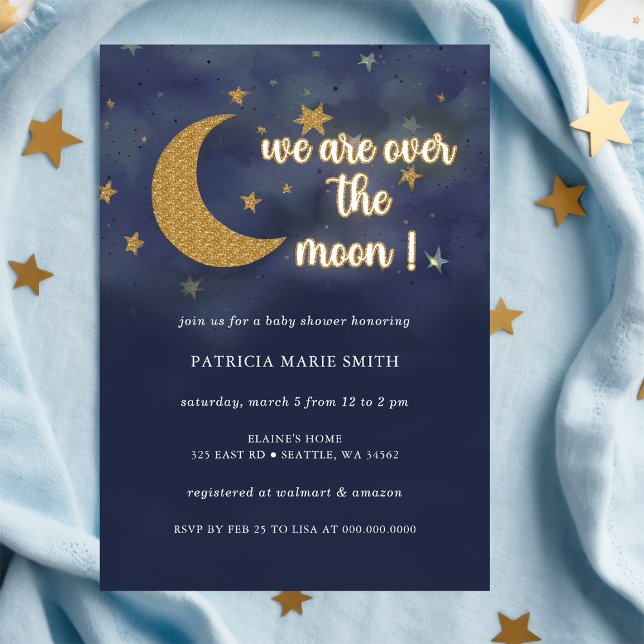 Invitation Sur la lune Baby shower neutre pour les femmes (Over the Moon Gender Neutral Baby Shower Invitation)