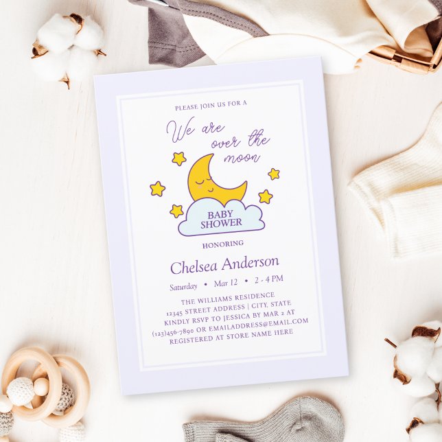 Invitation Sur la Lune et les étoiles Baby shower neutre pour (Créateur téléchargé)