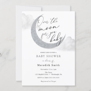 Invitation Sur la lune pour vous bébé lune et étoiles douche