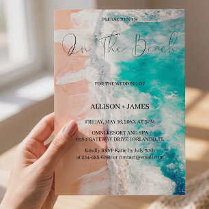 Invitation Sur la plage : Mariage sur la plage à l'aquarelle