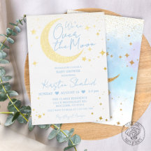 Invitation sur le Baby shower à huile bleu lune