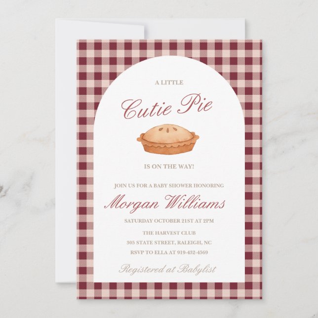 Invitation sur le Baby shower à tarte Cutie (Devant)