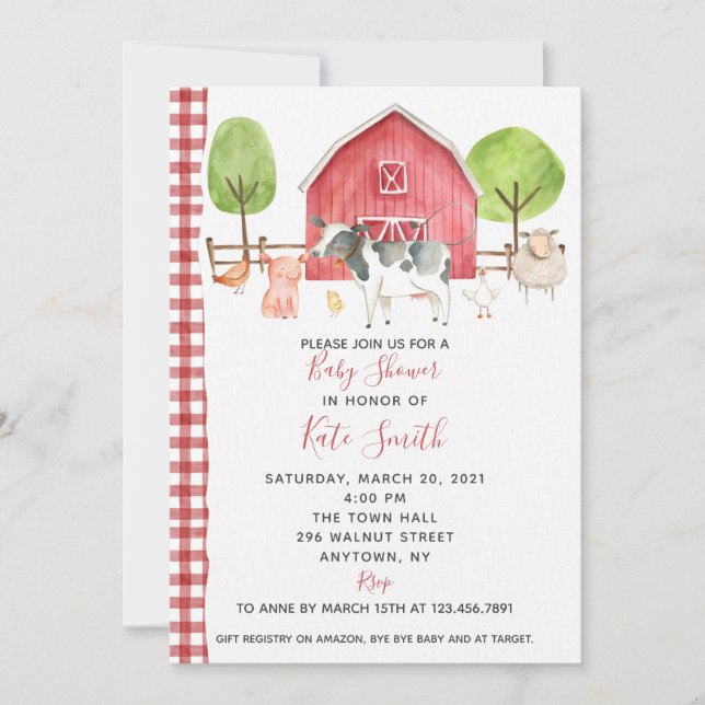 Invitation Sur le Baby shower agricole (Devant)