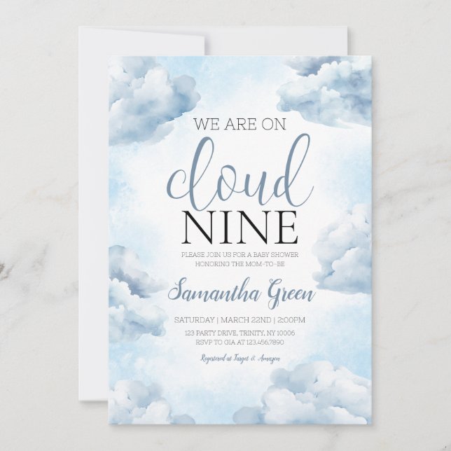 Invitation Sur le Baby shower Cloud 9 (Devant)