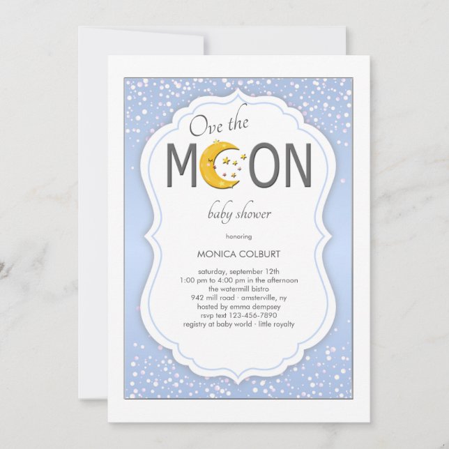 Invitation sur le Baby shower de la Lune (Devant)