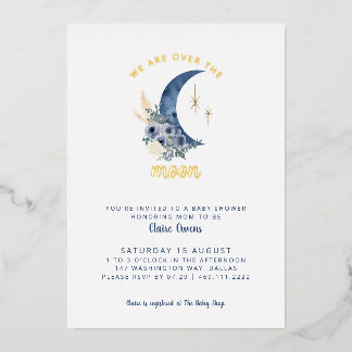 Invitation sur le Baby shower de la Lune