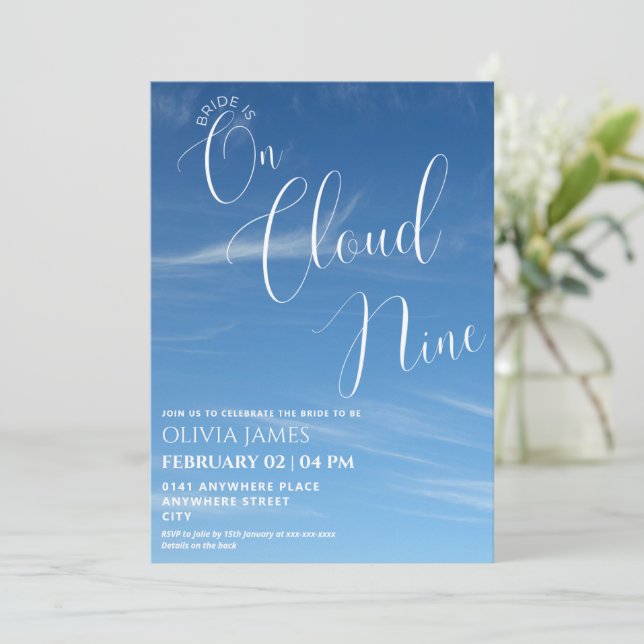 Invitation Sur le nuage neuf bachelorette week-end itinéraire (Debout devant)