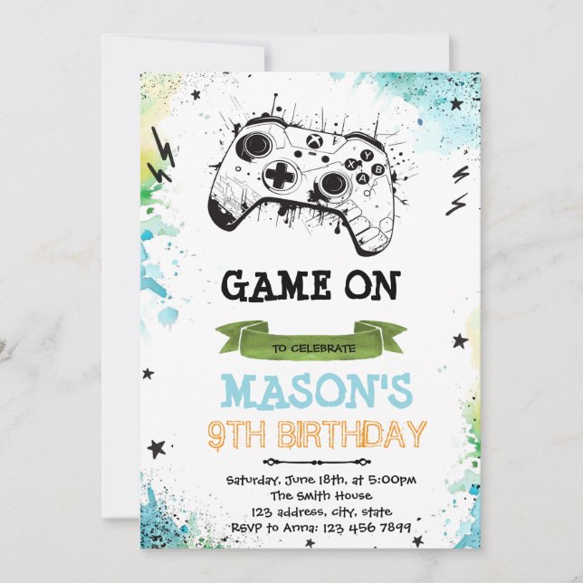 Invitation sur le thème de Game boy (Devant)