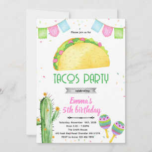 Invitation sur le thème de la fille tacos fiesta
