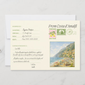 Invitation sur le thème italien de la côte d'Amalf