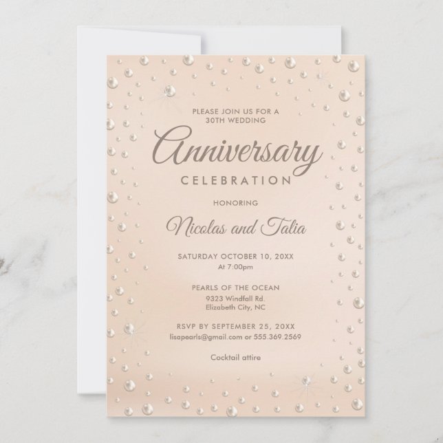 Invitation sur le thème Perle 30e Anniversaire (Devant)