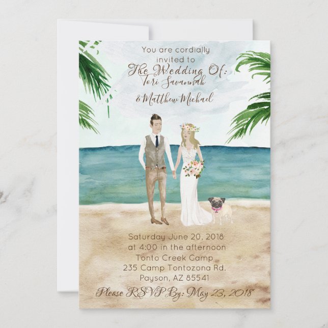 Invitation Sur L'Invitation De Mariage De Plage - Avec Carlin (Devant)