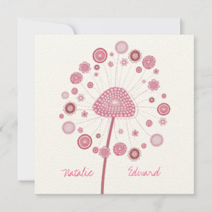 Invitation sur mesure de Dandelion rose Mariage