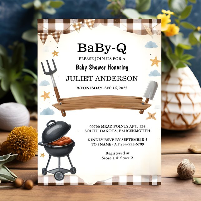 Invitation Sur Plaid Babyq Fun Food Steak Beef Bbq Baby showe (Créateur téléchargé)