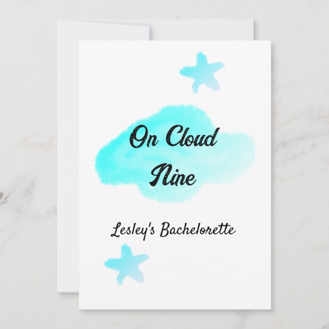 Invitation Sur un nuage neuf nuages pastel bleu enterrement d (Devant)