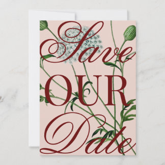 Invitation Surdimensionné Floral Vintage Enregistrer La Date