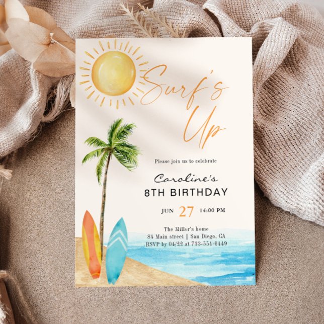 Invitation Surf À La Fête D'Anniversaire De Plage D'Été (Créateur téléchargé)