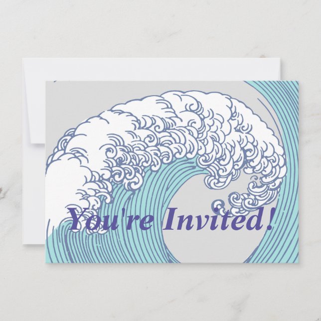 Invitation Surf asiatique japonais Vague Art Ocean Art (Devant)