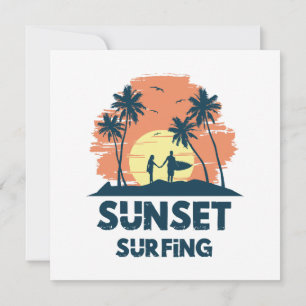 Invitation Surf au coucher du soleil