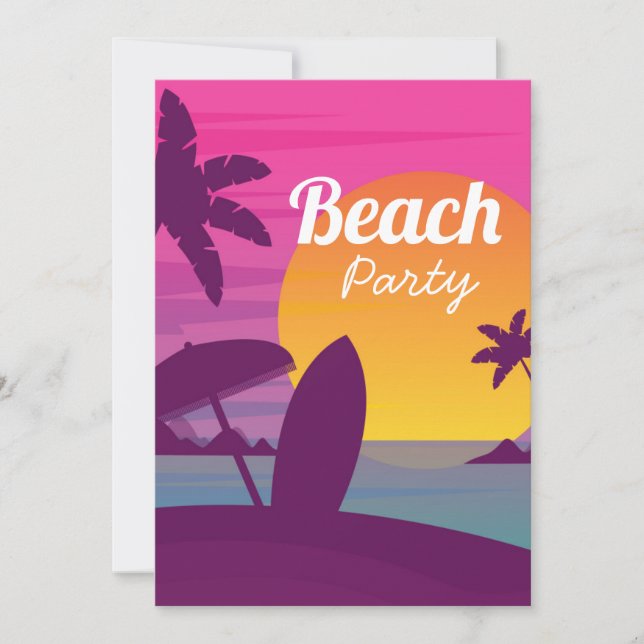 Invitation Surf de plage de la fête de Retro Beach (Devant)