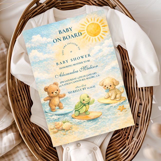 Invitation Surf’s Up Baby Shower (Créateur téléchargé)