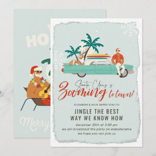 Invitation Surf Santa Claus Fête de Noël virtuelle