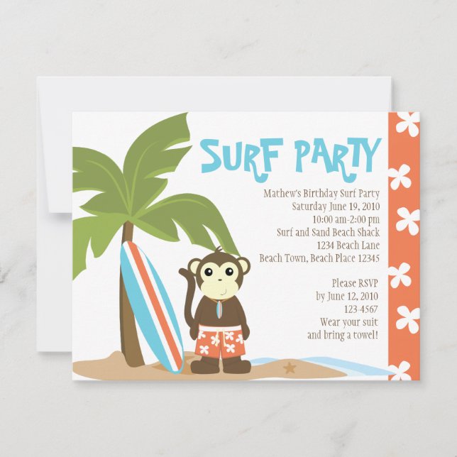 Invitation Surf singe (Devant)