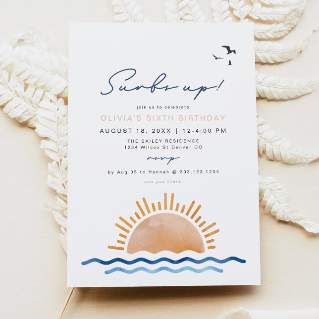 Invitation Surf Sunset De Plage BORD De Plage À Anniversaire  (Créateur téléchargé)