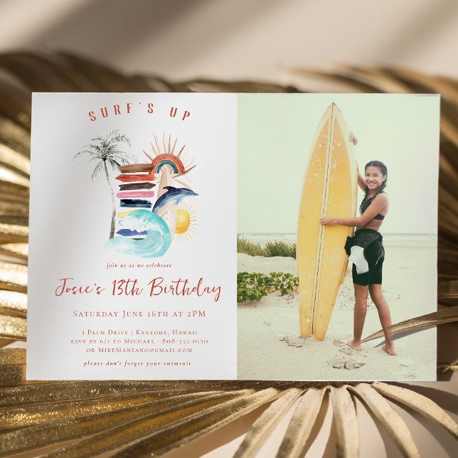 Invitation Surf | Surf d'été rétro Anniversaire (Créateur téléchargé)