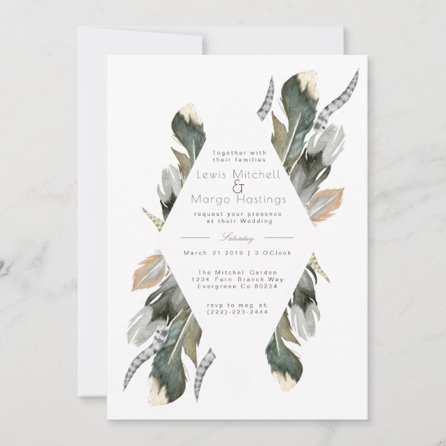 Invitation Surface Aquarelle Diamant | MARIAGE (Devant)