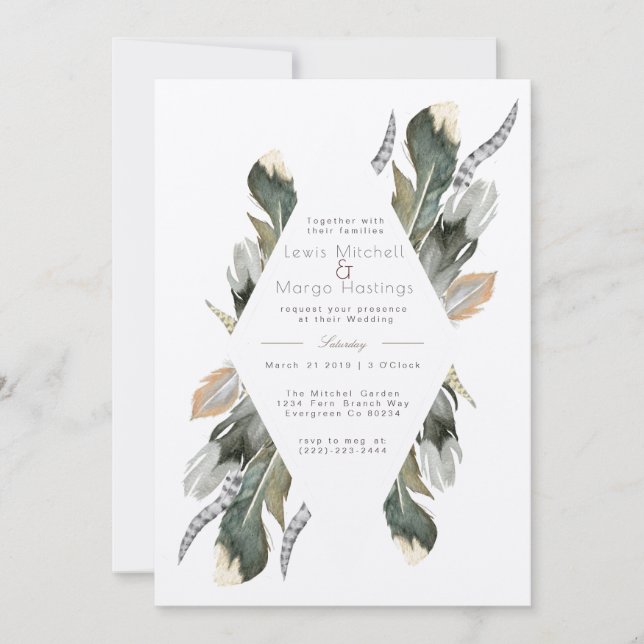 Invitation Surface Aquarelle Diamant | MARIAGE (Devant)