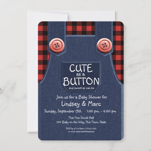 Invitation Surfaces et flannel Cute comme Baby shower de bout (Devant)